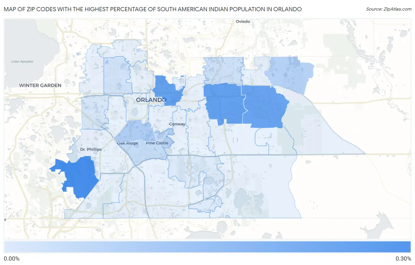 Zip Codes with the Highest Percentage of South American Indian Population in Orlando Map