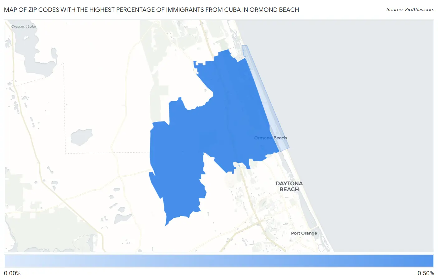 Zip Codes with the Highest Percentage of Immigrants from Cuba in Ormond Beach Map