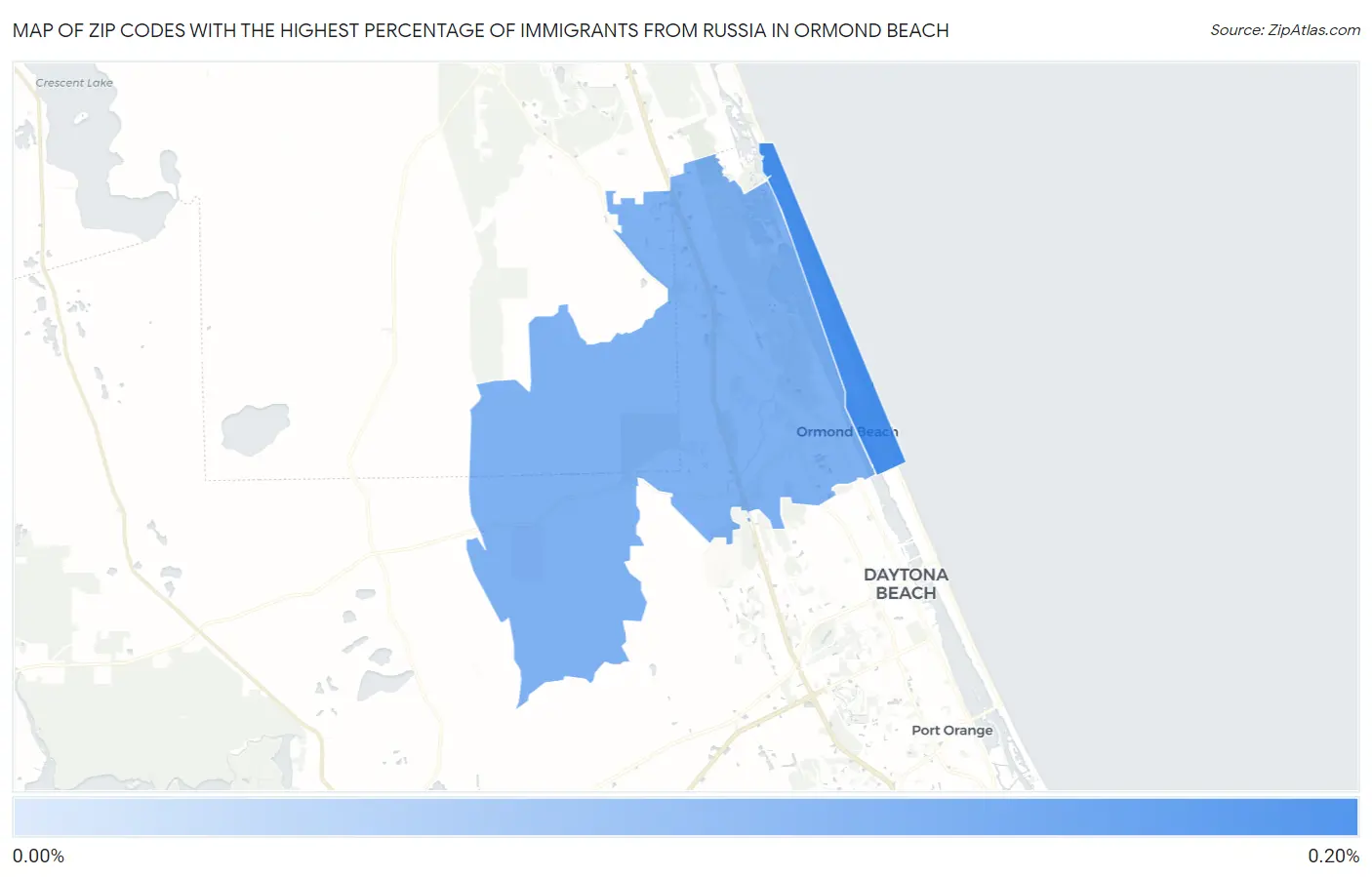 Zip Codes with the Highest Percentage of Immigrants from Russia in Ormond Beach Map