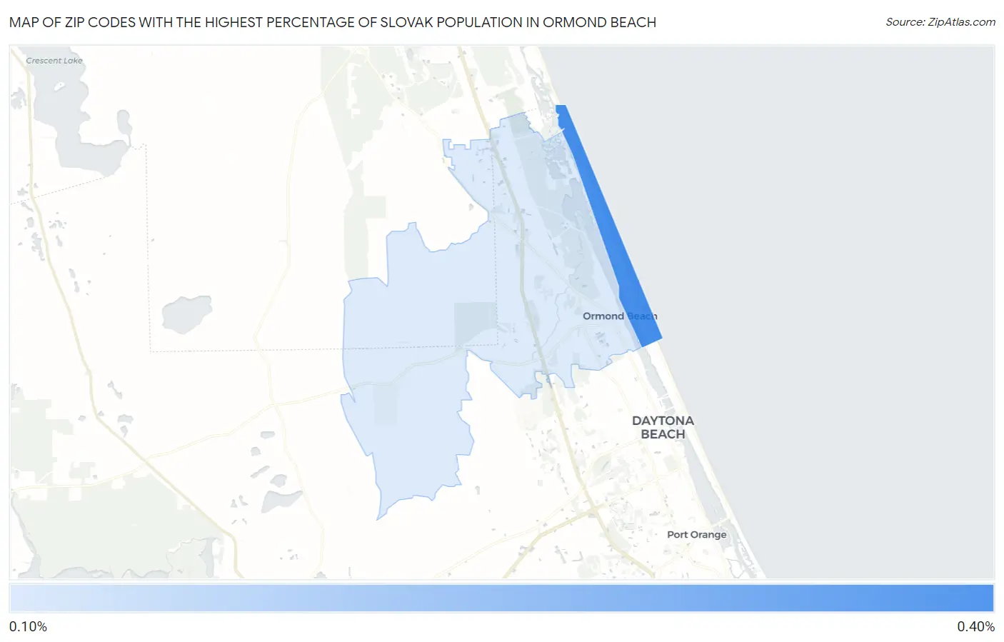 Zip Codes with the Highest Percentage of Slovak Population in Ormond Beach Map