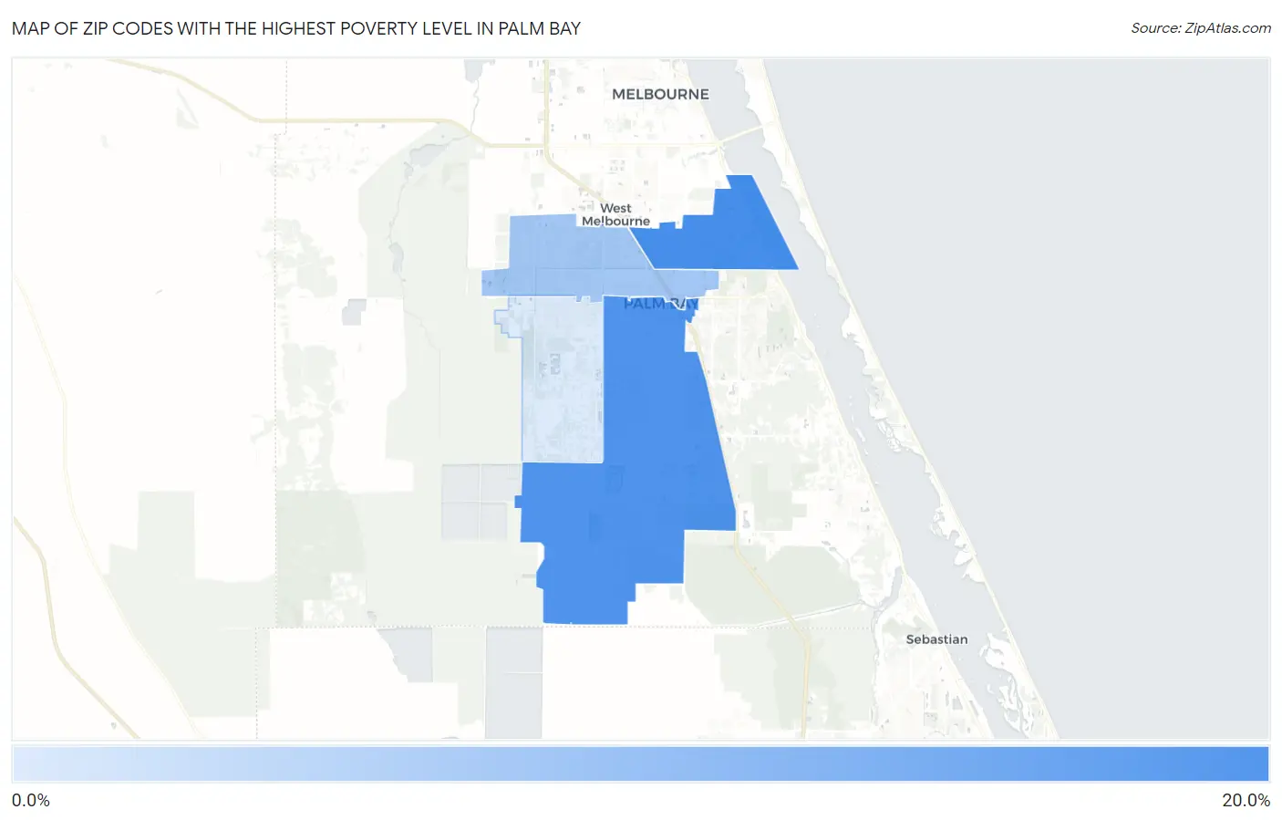 Zip Codes with the Highest Poverty Level in Palm Bay Map