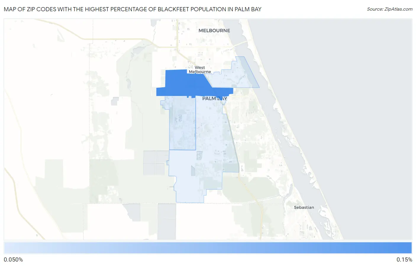 Zip Codes with the Highest Percentage of Blackfeet Population in Palm Bay Map