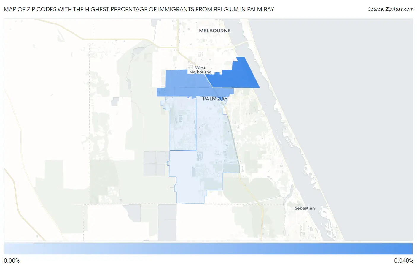 Zip Codes with the Highest Percentage of Immigrants from Belgium in Palm Bay Map