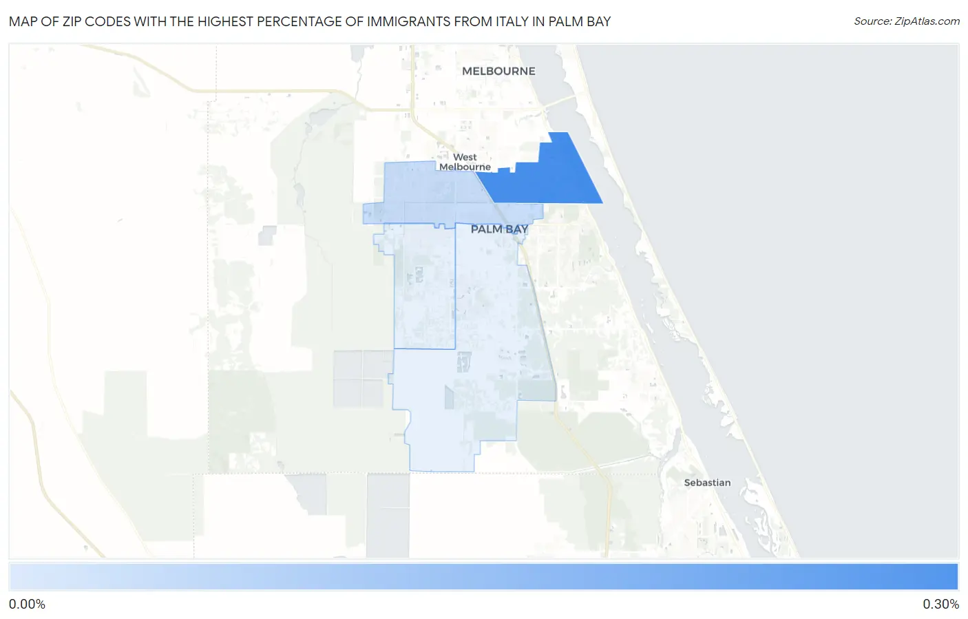 Zip Codes with the Highest Percentage of Immigrants from Italy in Palm Bay Map