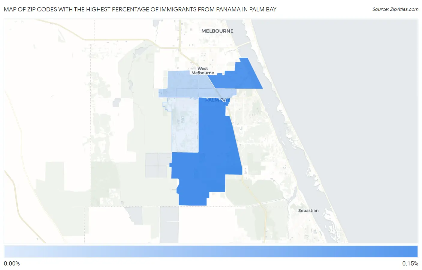 Zip Codes with the Highest Percentage of Immigrants from Panama in Palm Bay Map