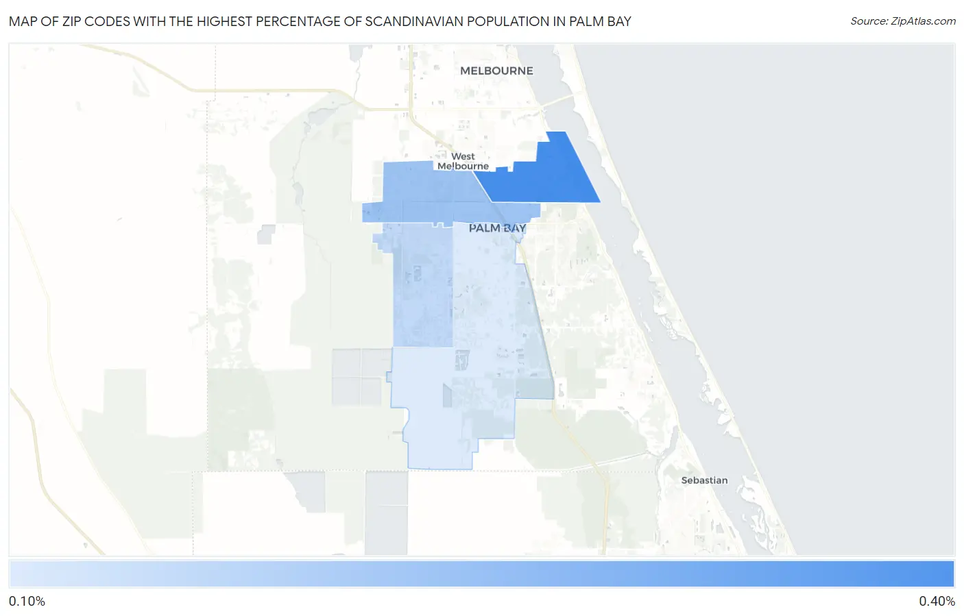 Zip Codes with the Highest Percentage of Scandinavian Population in Palm Bay Map
