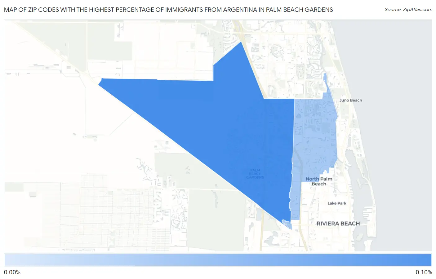 Zip Codes with the Highest Percentage of Immigrants from Argentina in Palm Beach Gardens Map
