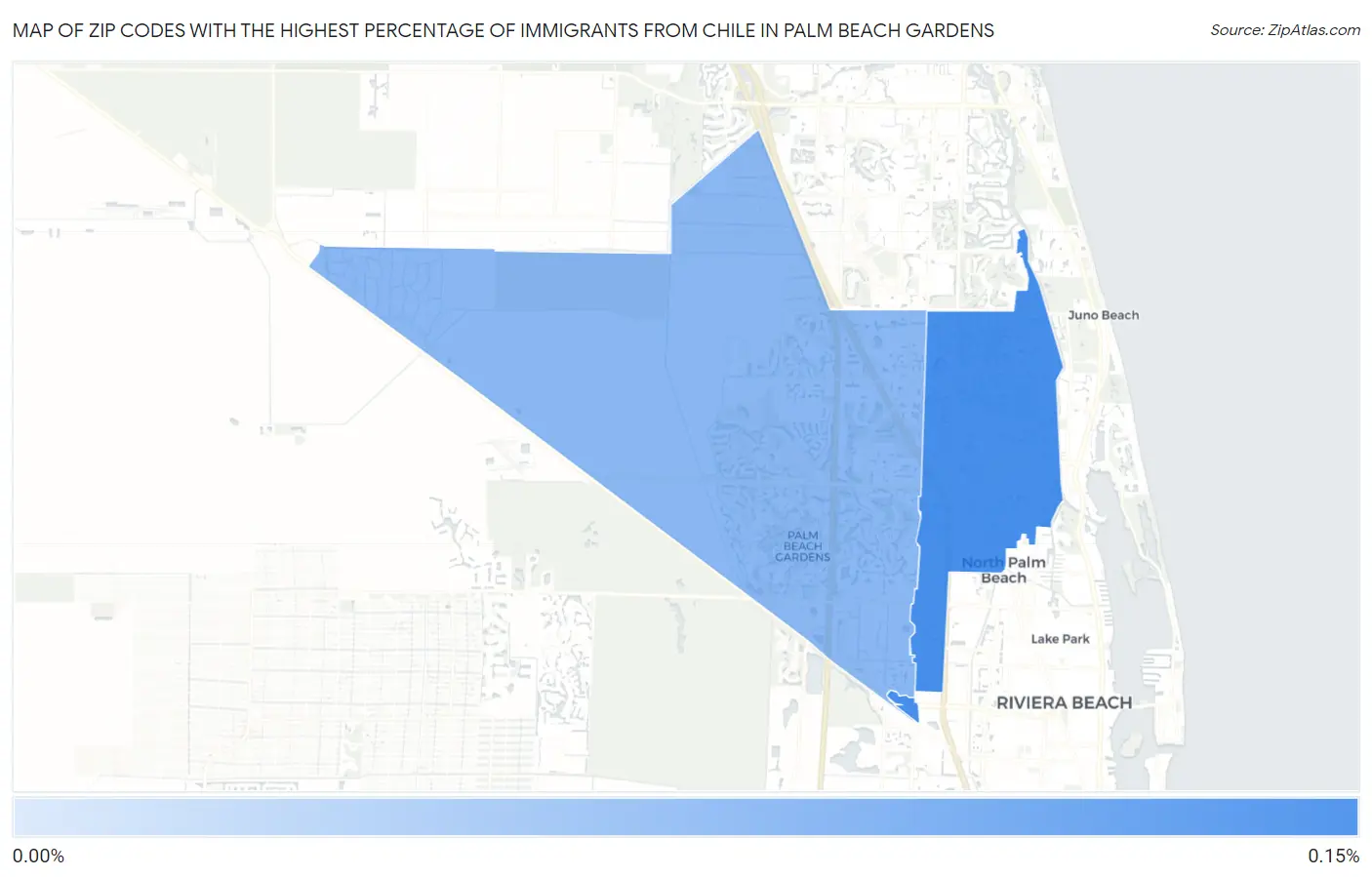 Zip Codes with the Highest Percentage of Immigrants from Chile in Palm Beach Gardens Map