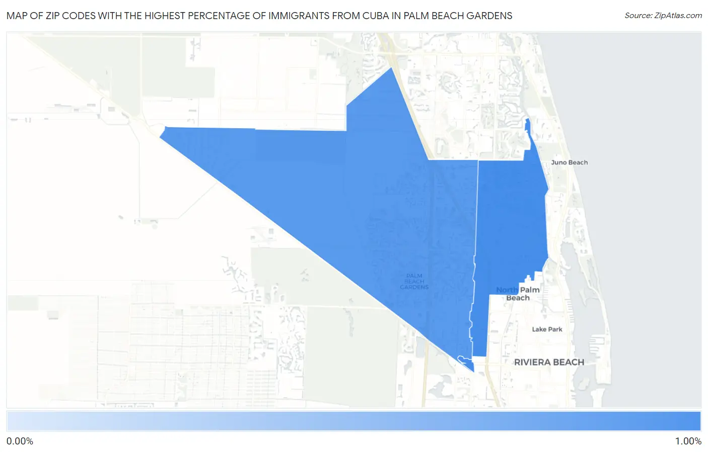 Zip Codes with the Highest Percentage of Immigrants from Cuba in Palm Beach Gardens Map
