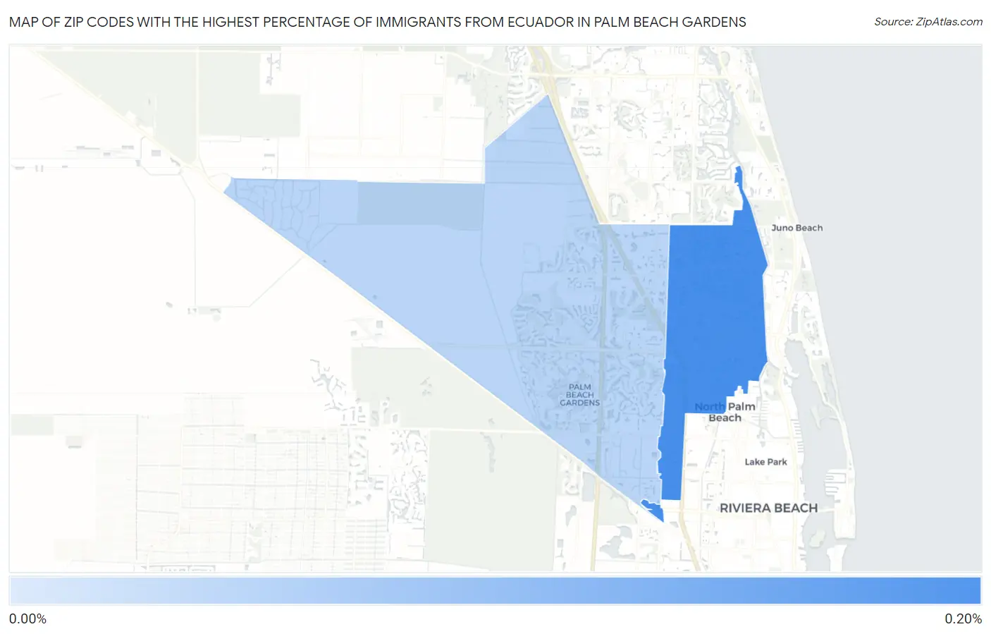 Zip Codes with the Highest Percentage of Immigrants from Ecuador in Palm Beach Gardens Map