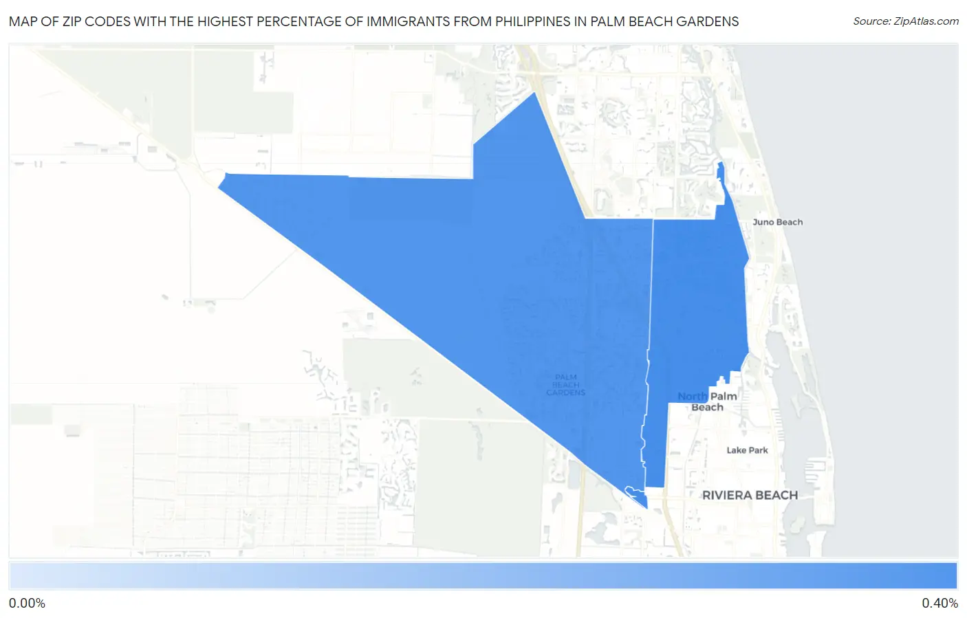 Zip Codes with the Highest Percentage of Immigrants from Philippines in Palm Beach Gardens Map