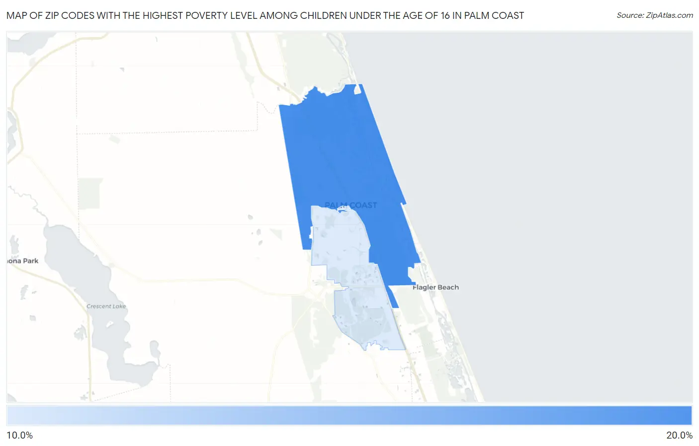 Zip Codes with the Highest Poverty Level Among Children Under the Age of 16 in Palm Coast Map