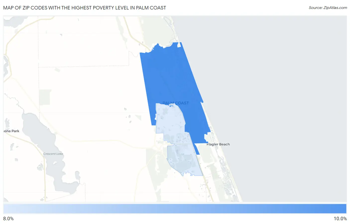 Zip Codes with the Highest Poverty Level in Palm Coast Map