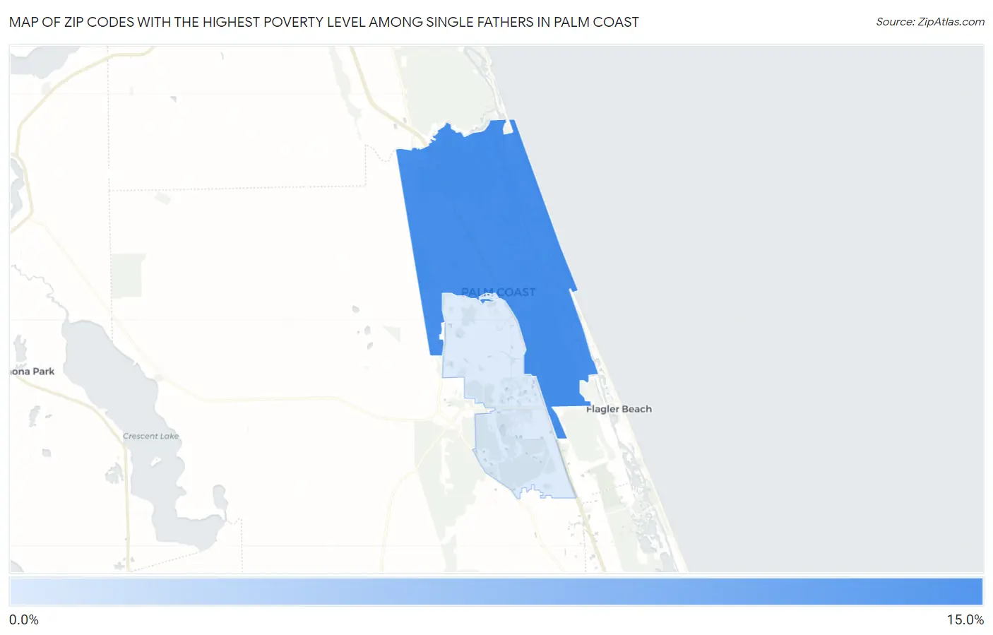 Zip Codes with the Highest Poverty Level Among Single Fathers in Palm Coast Map