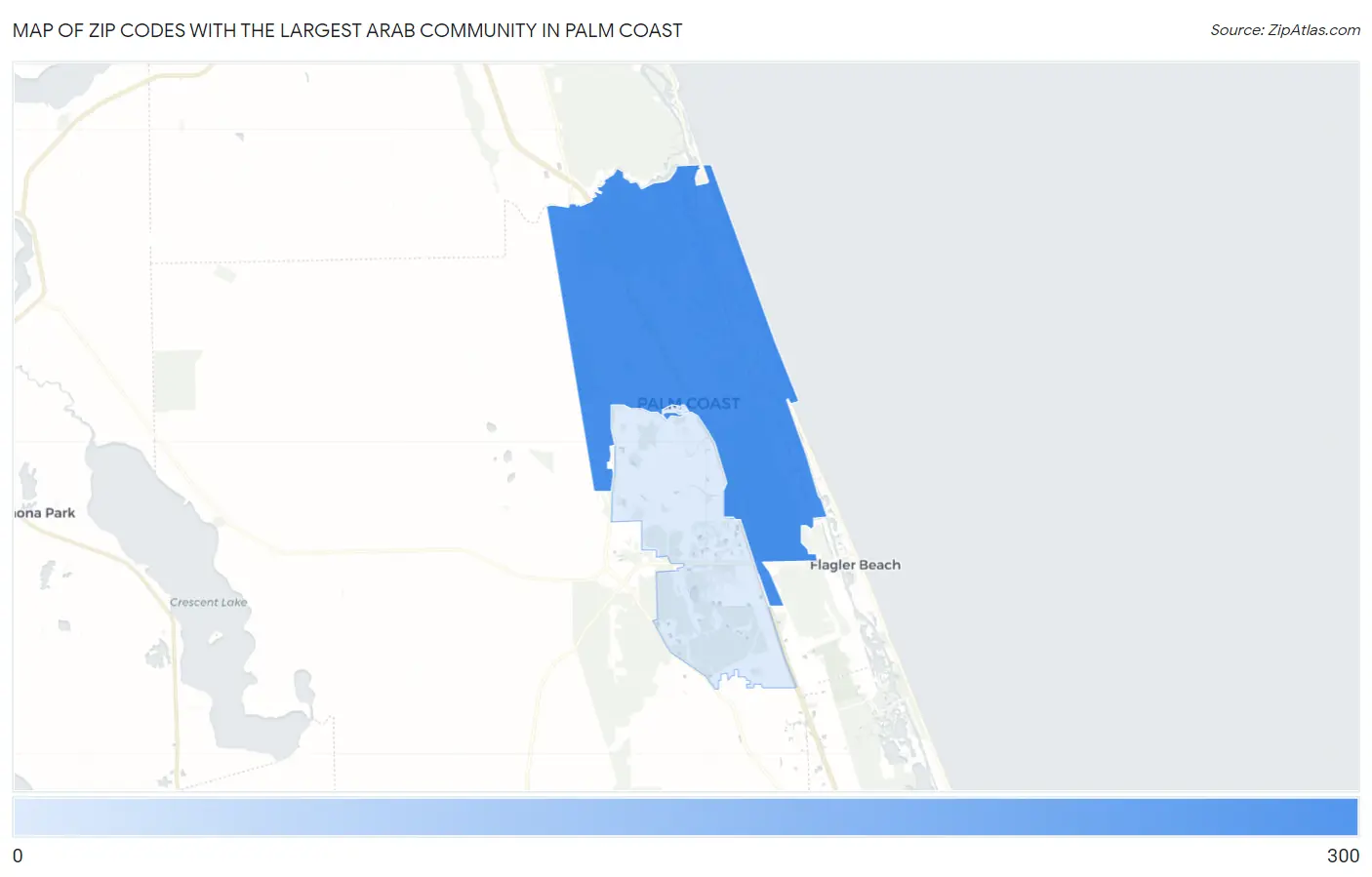 Zip Codes with the Largest Arab Community in Palm Coast Map