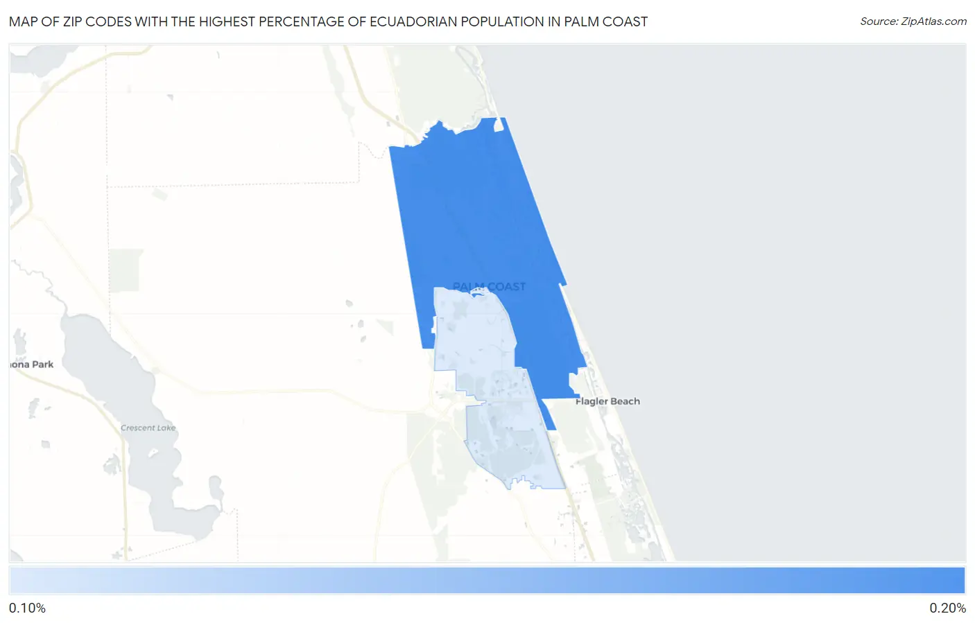 Zip Codes with the Highest Percentage of Ecuadorian Population in Palm Coast Map