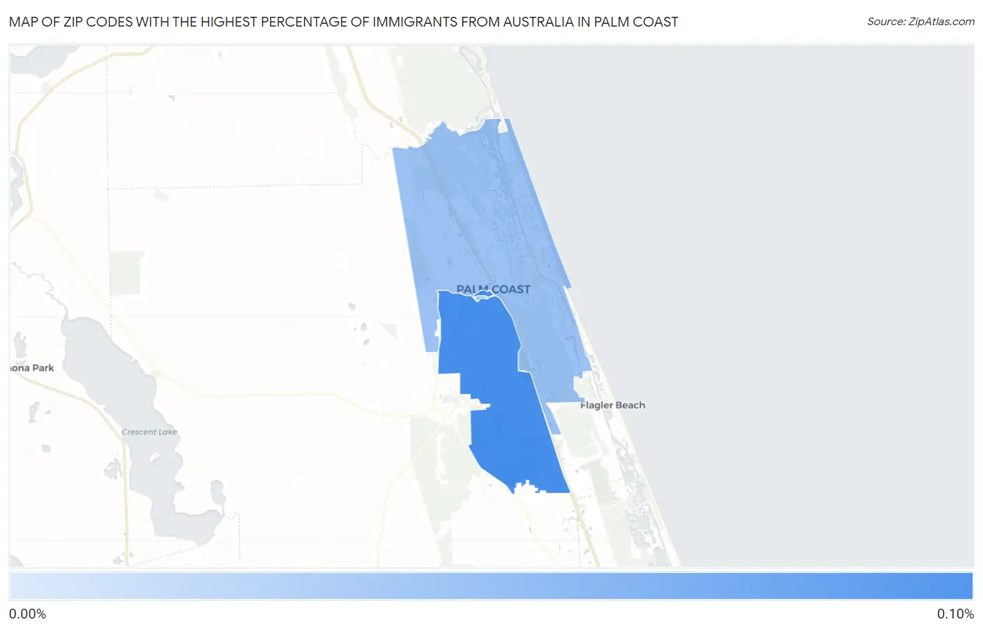 Zip Codes with the Highest Percentage of Immigrants from Australia in Palm Coast Map