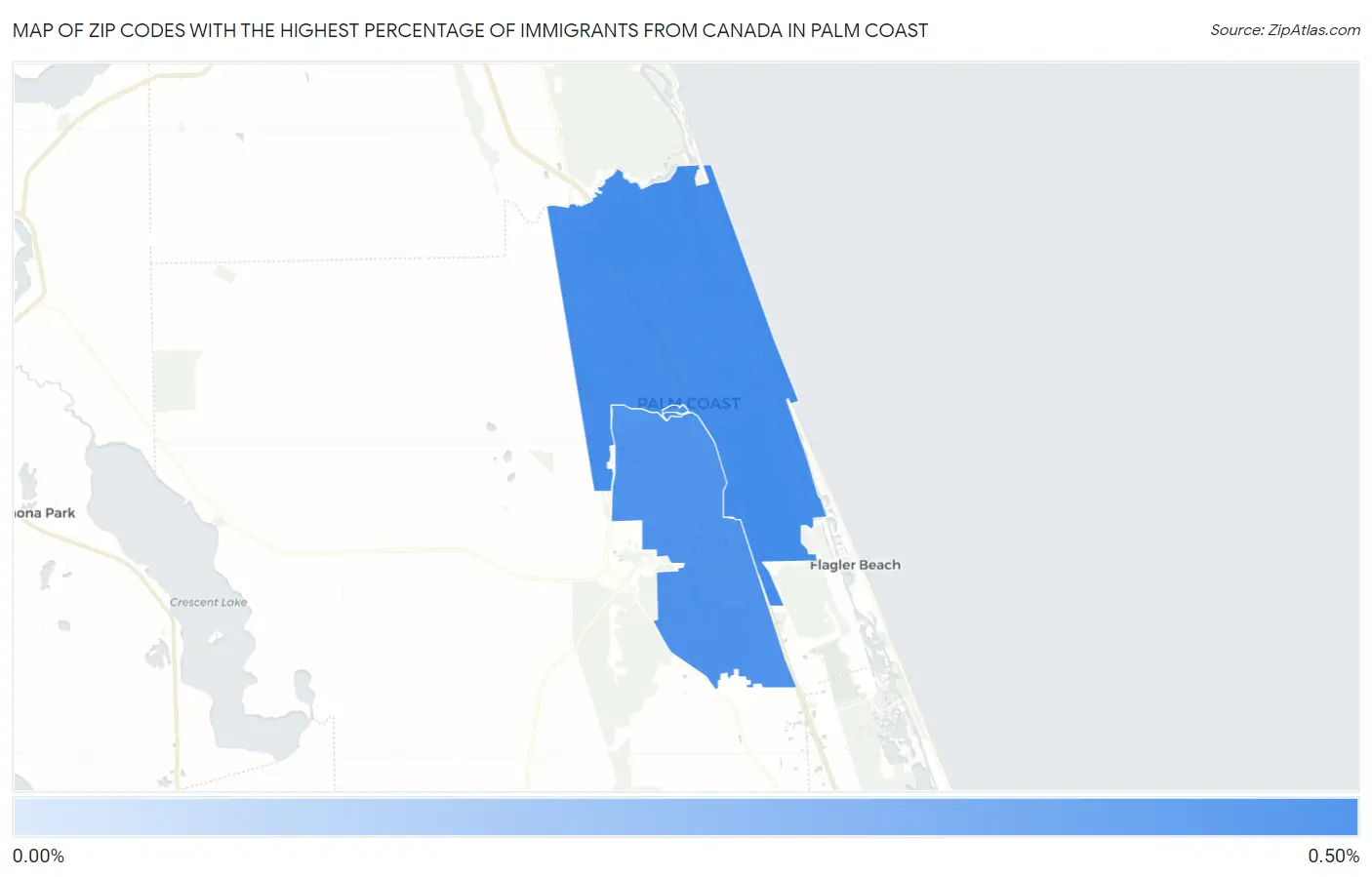 Zip Codes with the Highest Percentage of Immigrants from Canada in Palm Coast Map