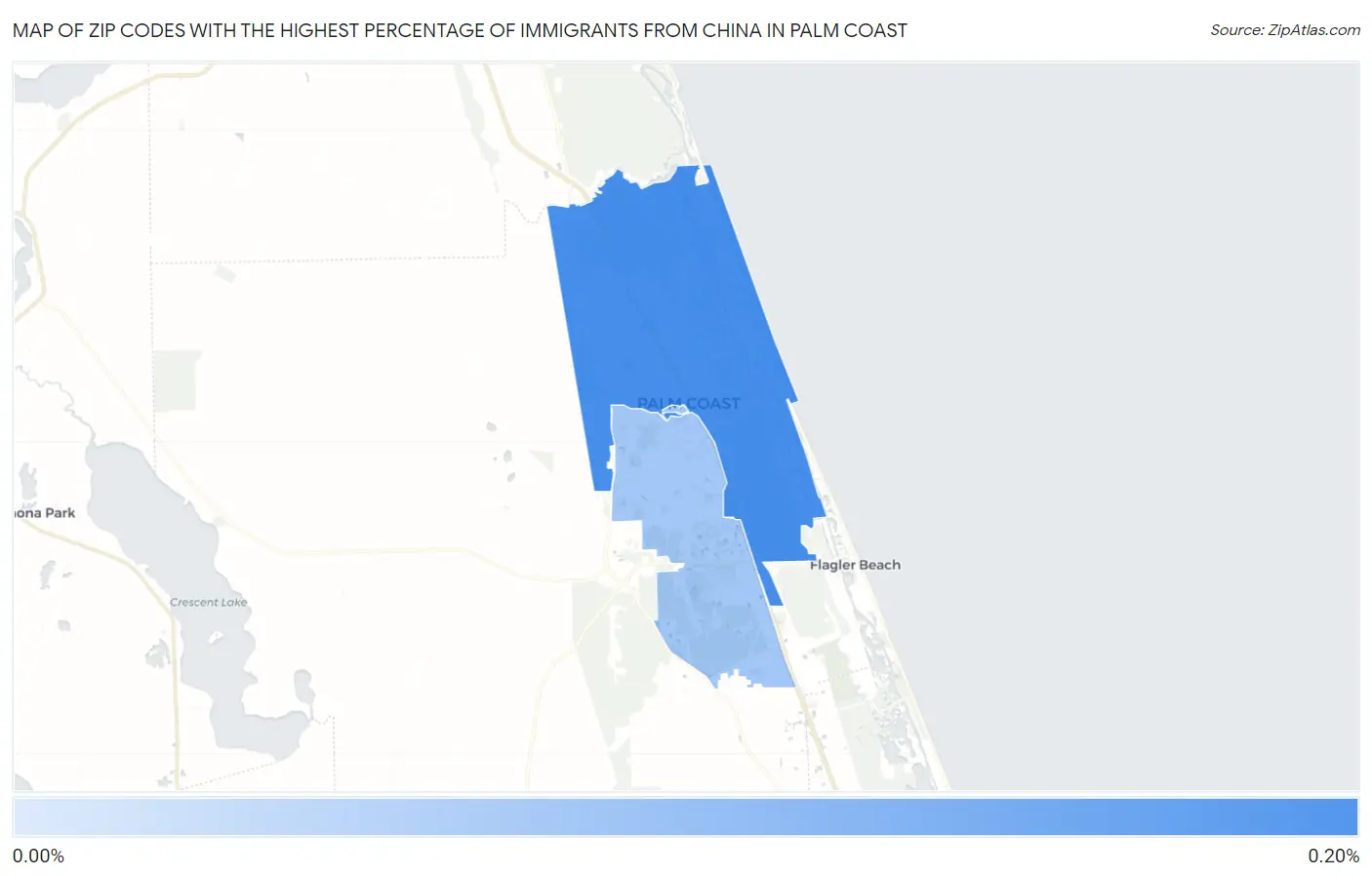 Zip Codes with the Highest Percentage of Immigrants from China in Palm Coast Map