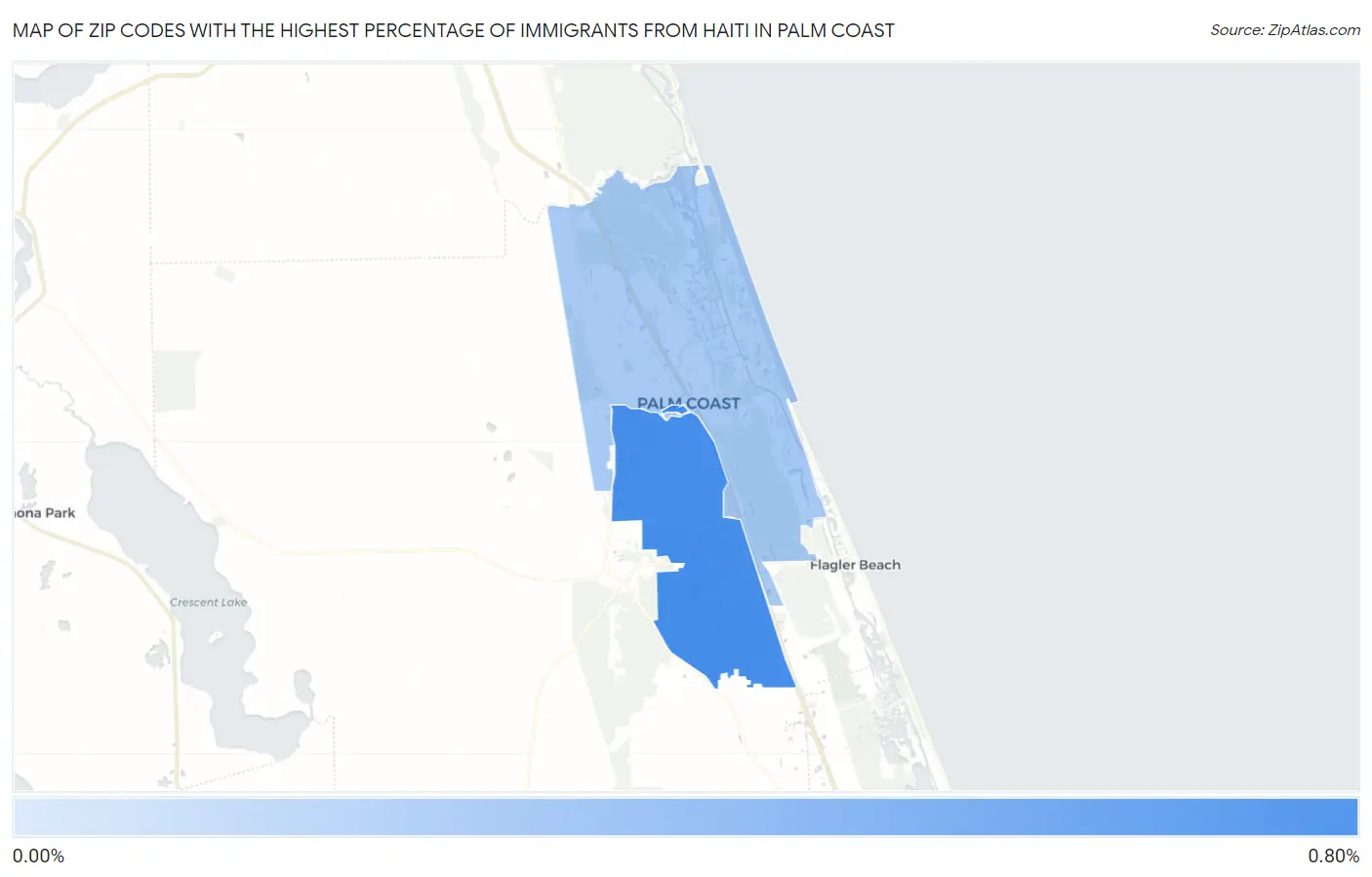Zip Codes with the Highest Percentage of Immigrants from Haiti in Palm Coast Map