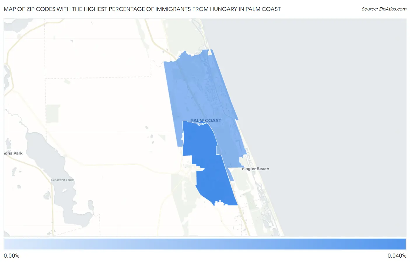Zip Codes with the Highest Percentage of Immigrants from Hungary in Palm Coast Map