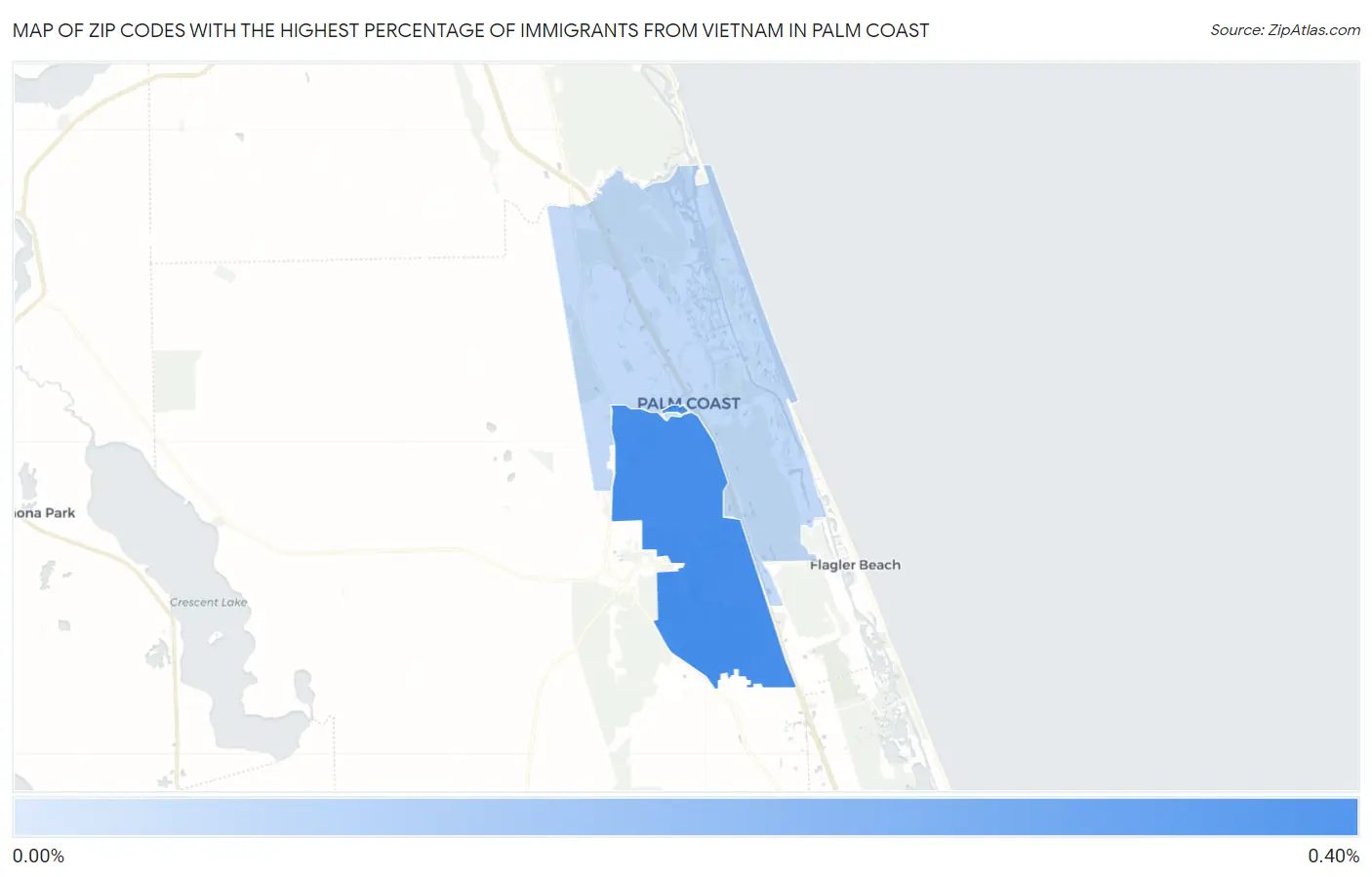 Zip Codes with the Highest Percentage of Immigrants from Vietnam in Palm Coast Map