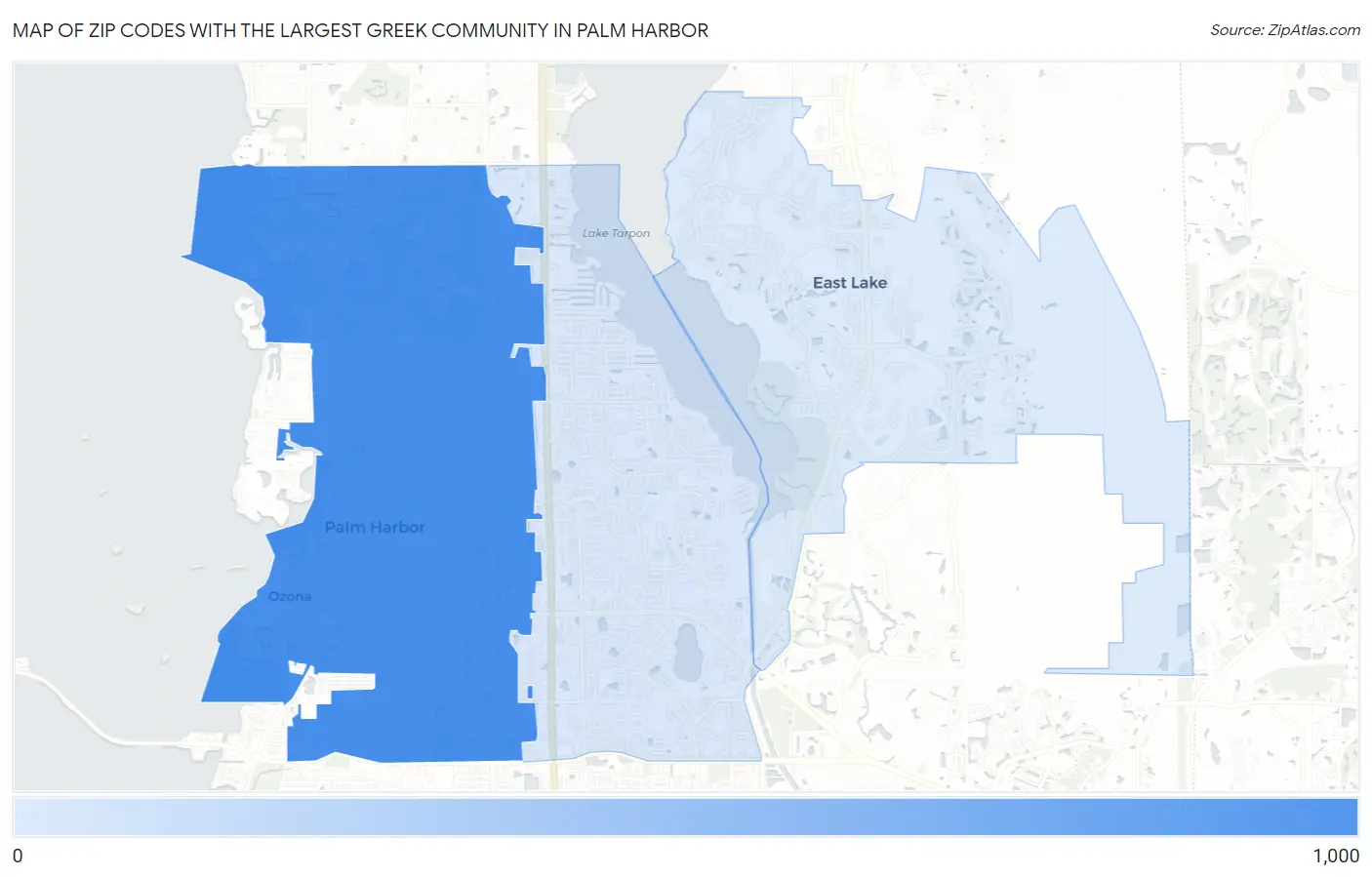 Zip Codes with the Largest Greek Community in Palm Harbor Map
