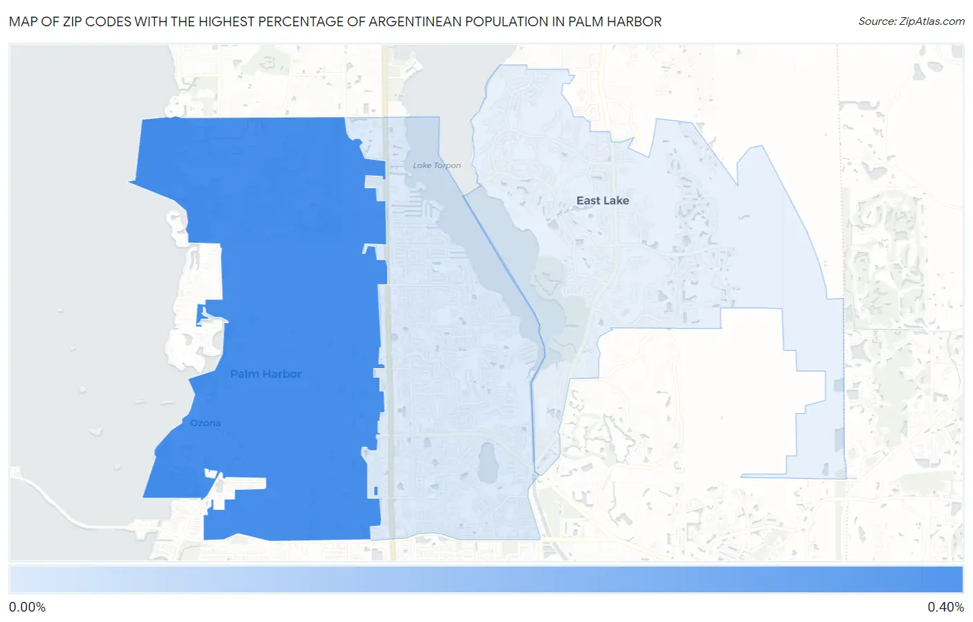 Zip Codes with the Highest Percentage of Argentinean Population in Palm Harbor Map