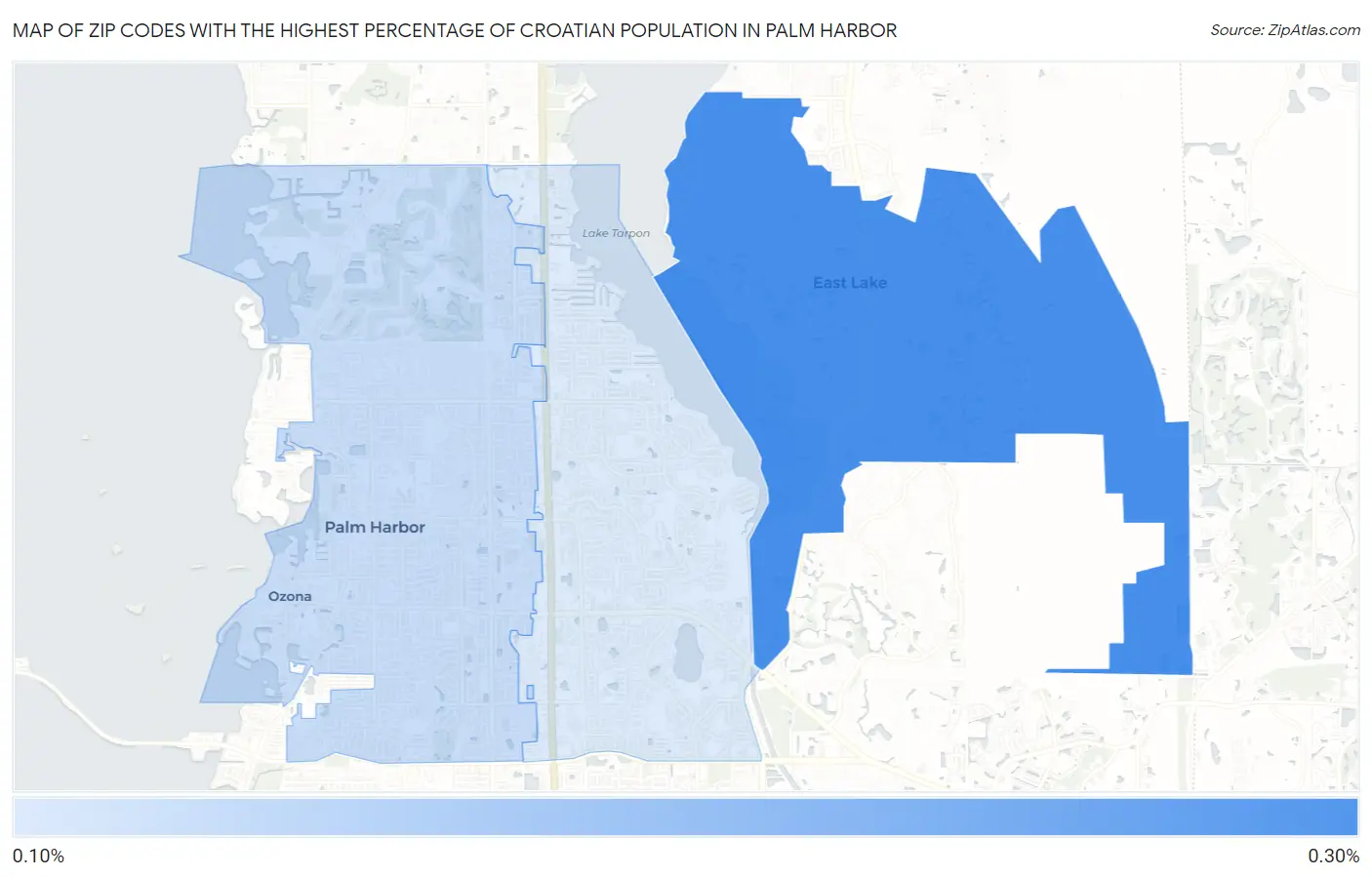 Zip Codes with the Highest Percentage of Croatian Population in Palm Harbor Map