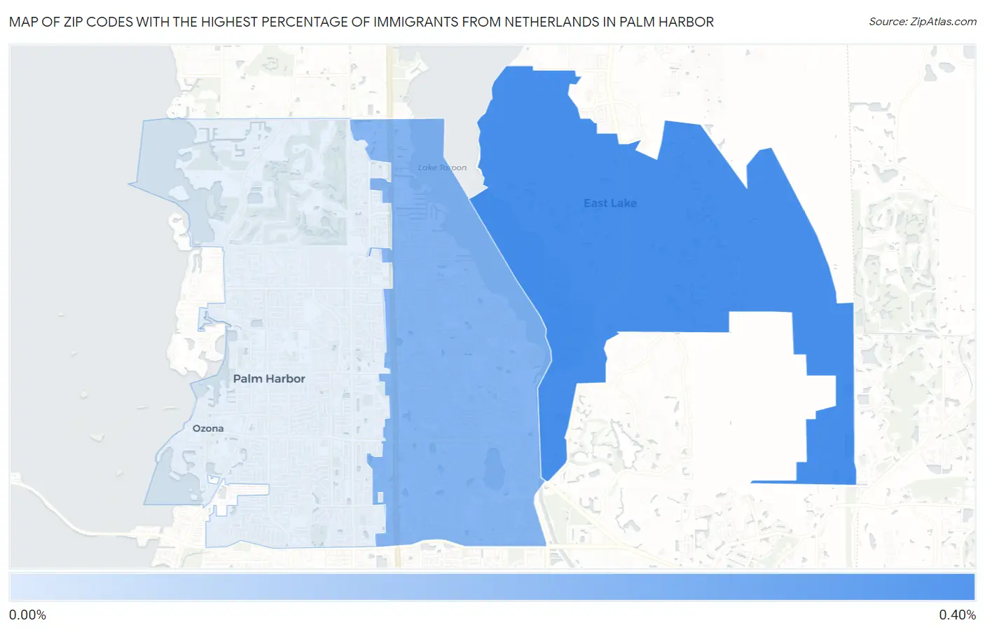 Zip Codes with the Highest Percentage of Immigrants from Netherlands in Palm Harbor Map