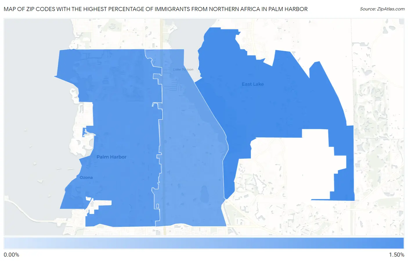 Zip Codes with the Highest Percentage of Immigrants from Northern Africa in Palm Harbor Map