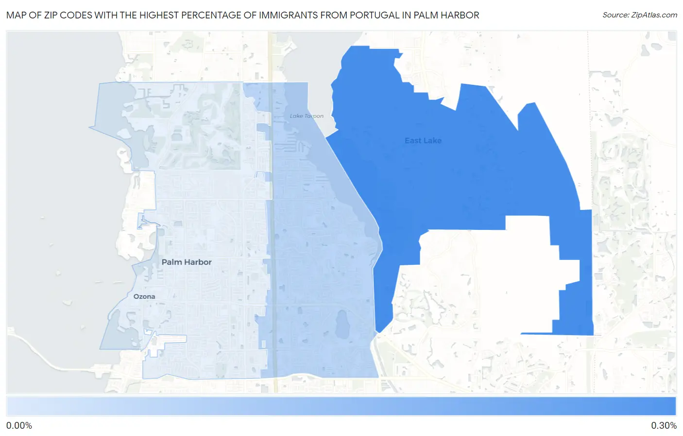 Zip Codes with the Highest Percentage of Immigrants from Portugal in Palm Harbor Map