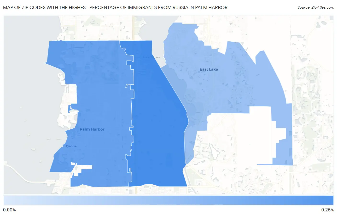 Zip Codes with the Highest Percentage of Immigrants from Russia in Palm Harbor Map