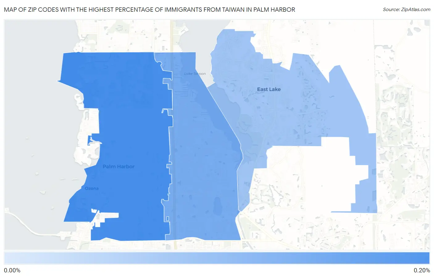 Zip Codes with the Highest Percentage of Immigrants from Taiwan in Palm Harbor Map