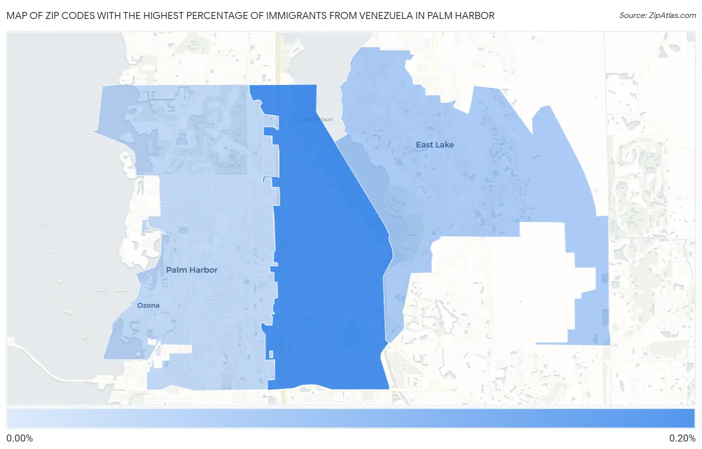 Zip Codes with the Highest Percentage of Immigrants from Venezuela in Palm Harbor Map
