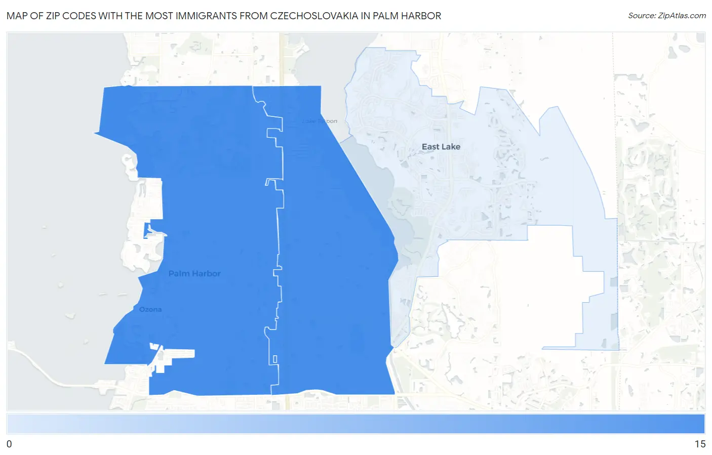 Zip Codes with the Most Immigrants from Czechoslovakia in Palm Harbor Map