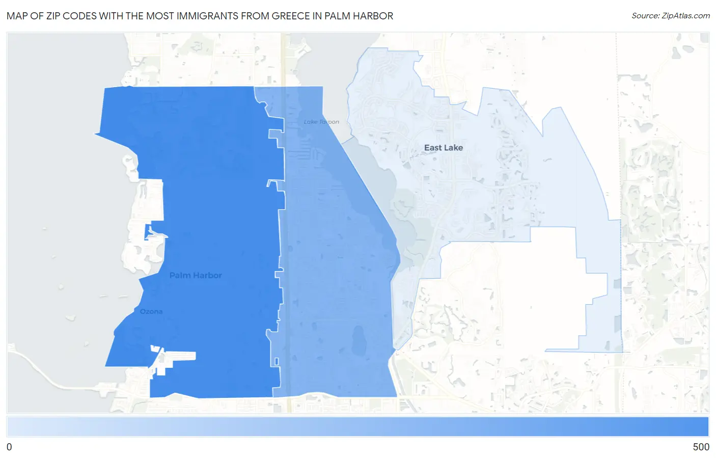 Zip Codes with the Most Immigrants from Greece in Palm Harbor Map