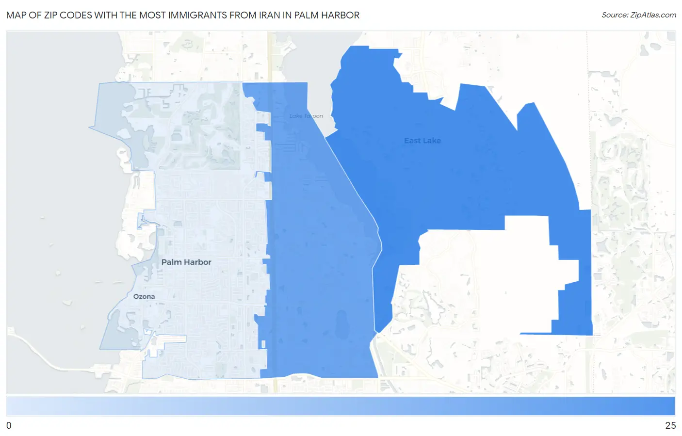 Zip Codes with the Most Immigrants from Iran in Palm Harbor Map