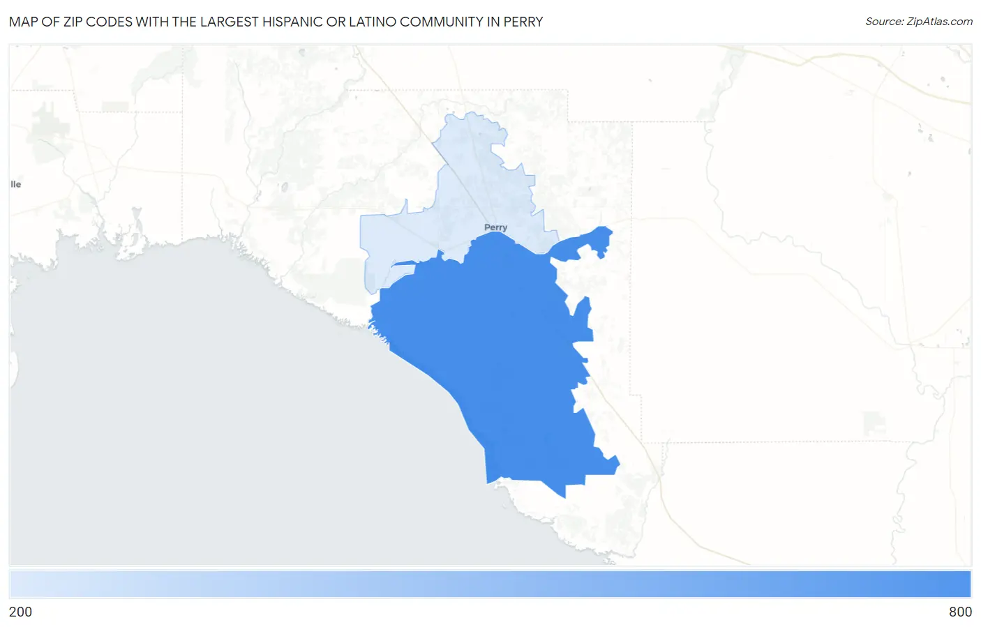 Zip Codes with the Largest Hispanic or Latino Community in Perry Map