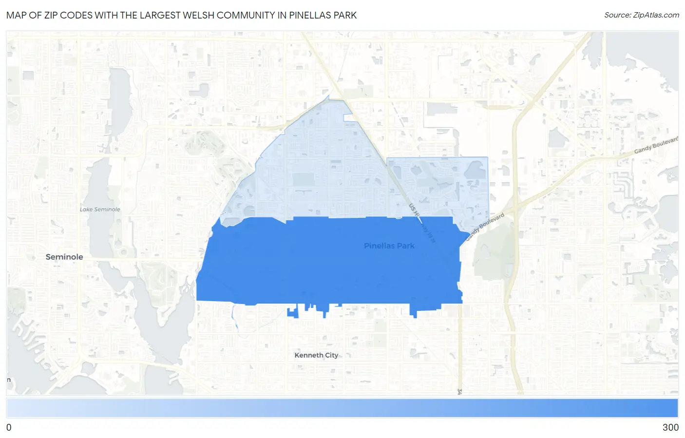 Zip Codes with the Largest Welsh Community in Pinellas Park Map