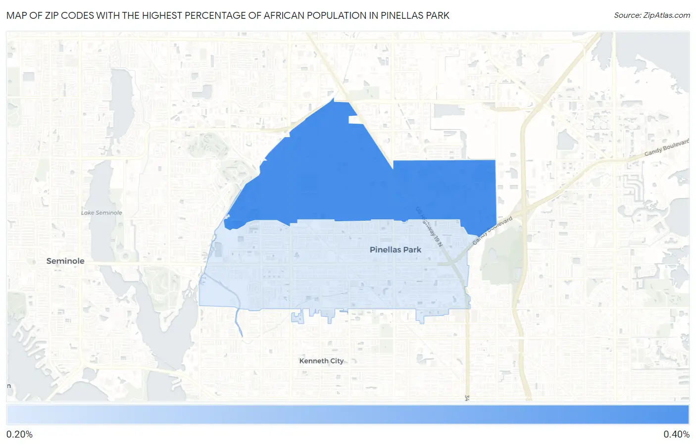 Zip Codes with the Highest Percentage of African Population in Pinellas Park Map