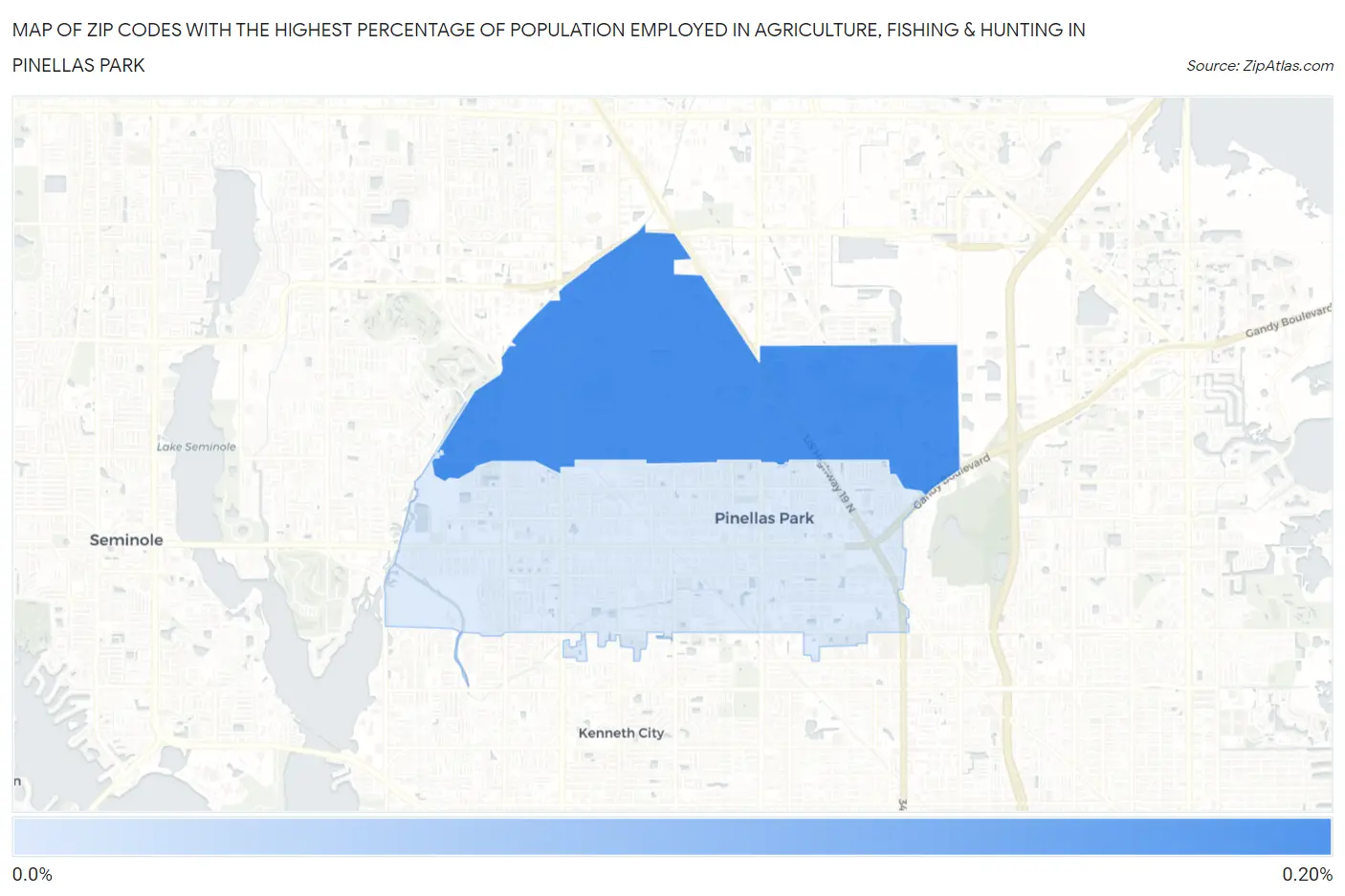 Zip Codes with the Highest Percentage of Population Employed in Agriculture, Fishing & Hunting in Pinellas Park Map
