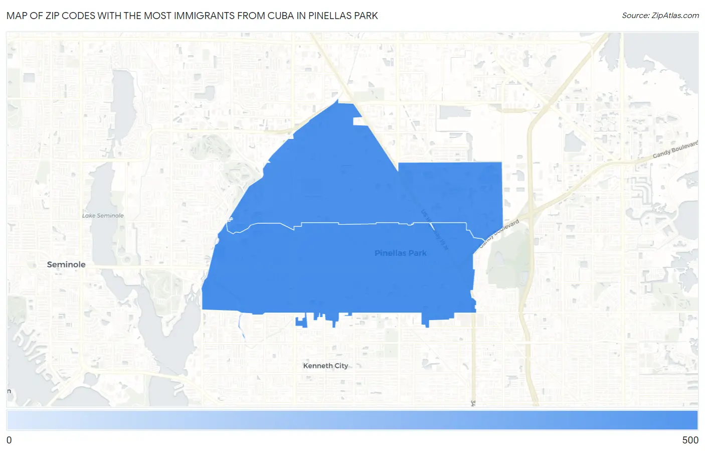 Zip Codes with the Most Immigrants from Cuba in Pinellas Park Map