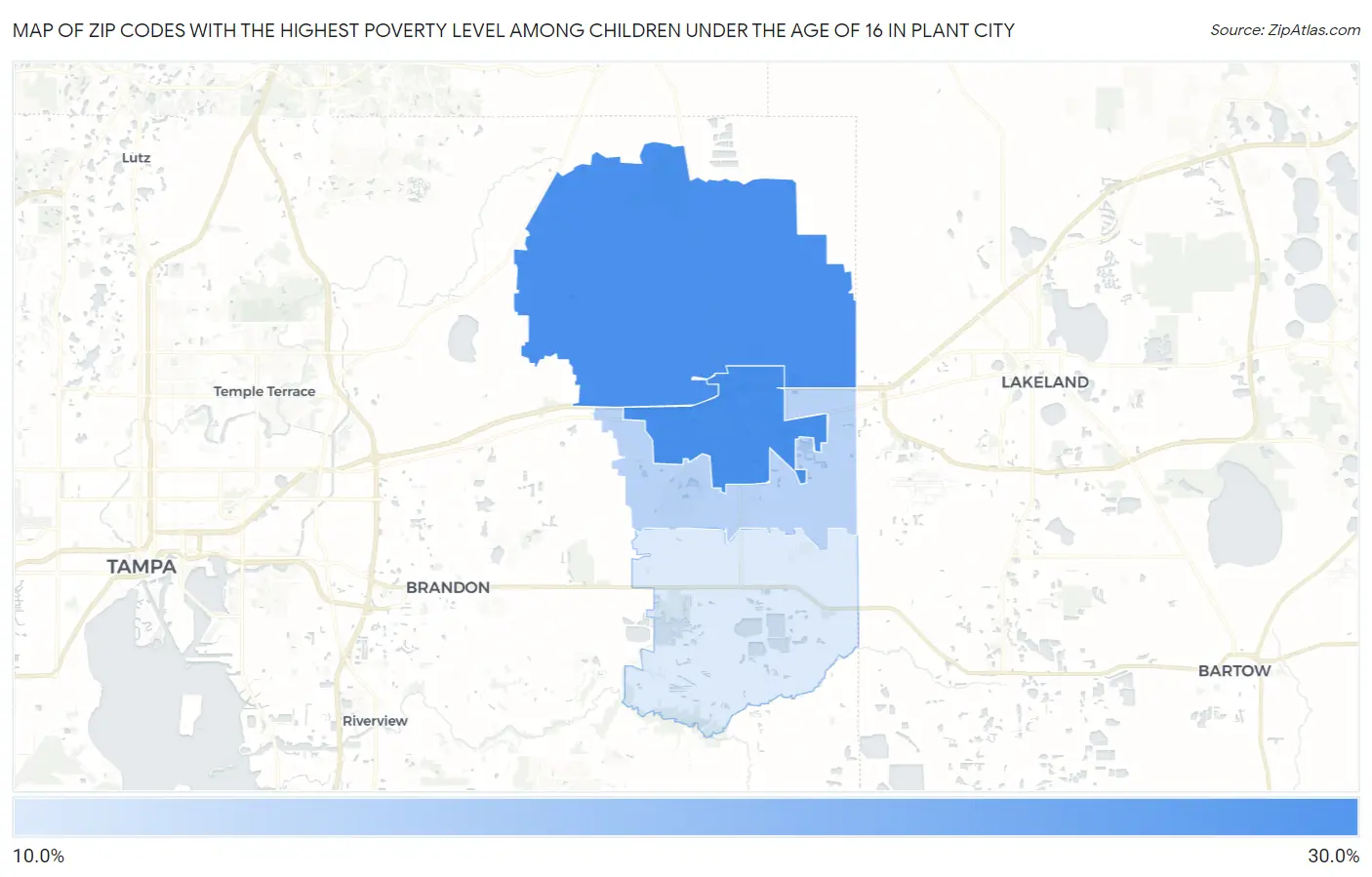 Zip Codes with the Highest Poverty Level Among Children Under the Age of 16 in Plant City Map