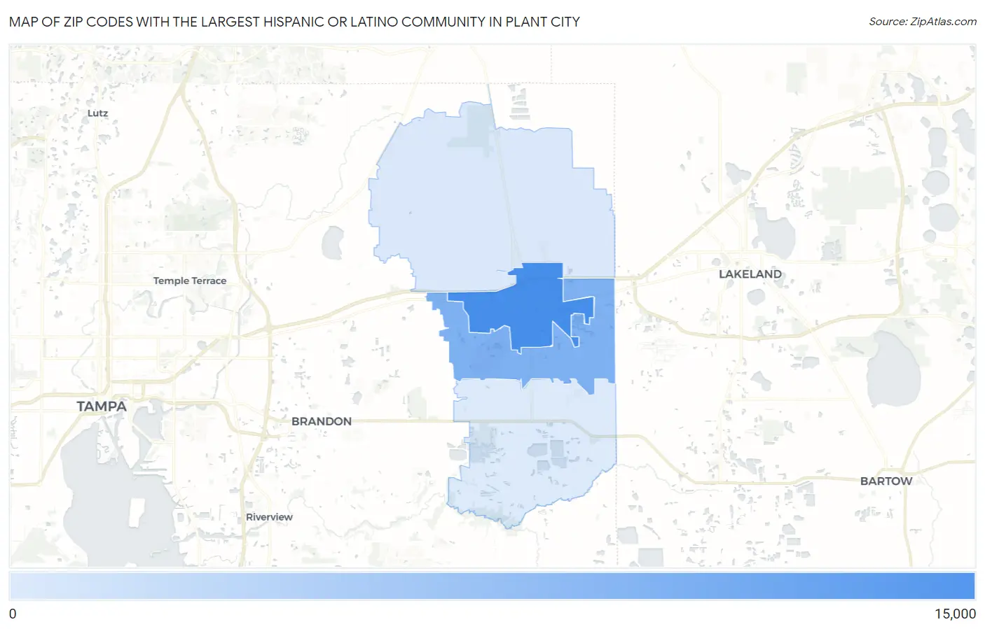 Zip Codes with the Largest Hispanic or Latino Community in Plant City Map