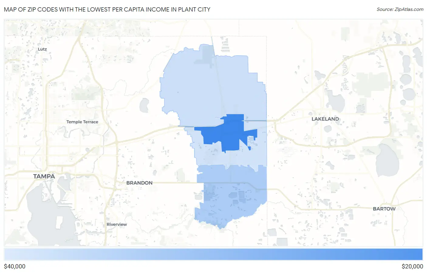 Zip Codes with the Lowest Per Capita Income in Plant City Map