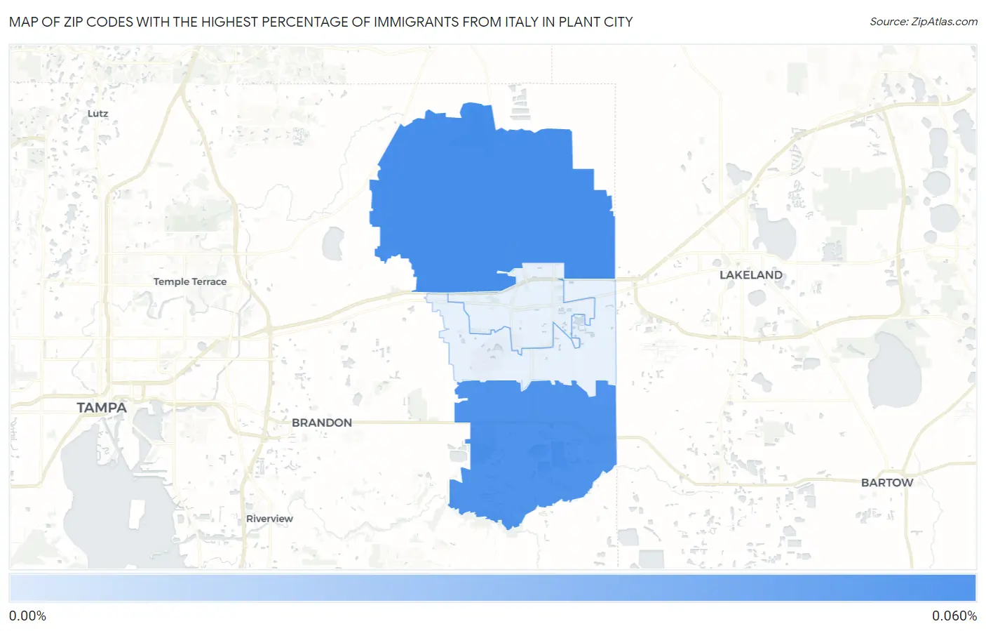 Zip Codes with the Highest Percentage of Immigrants from Italy in Plant City Map