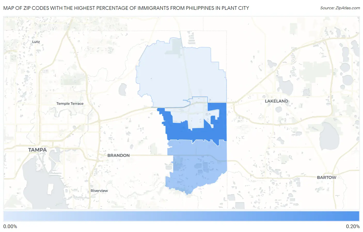 Zip Codes with the Highest Percentage of Immigrants from Philippines in Plant City Map
