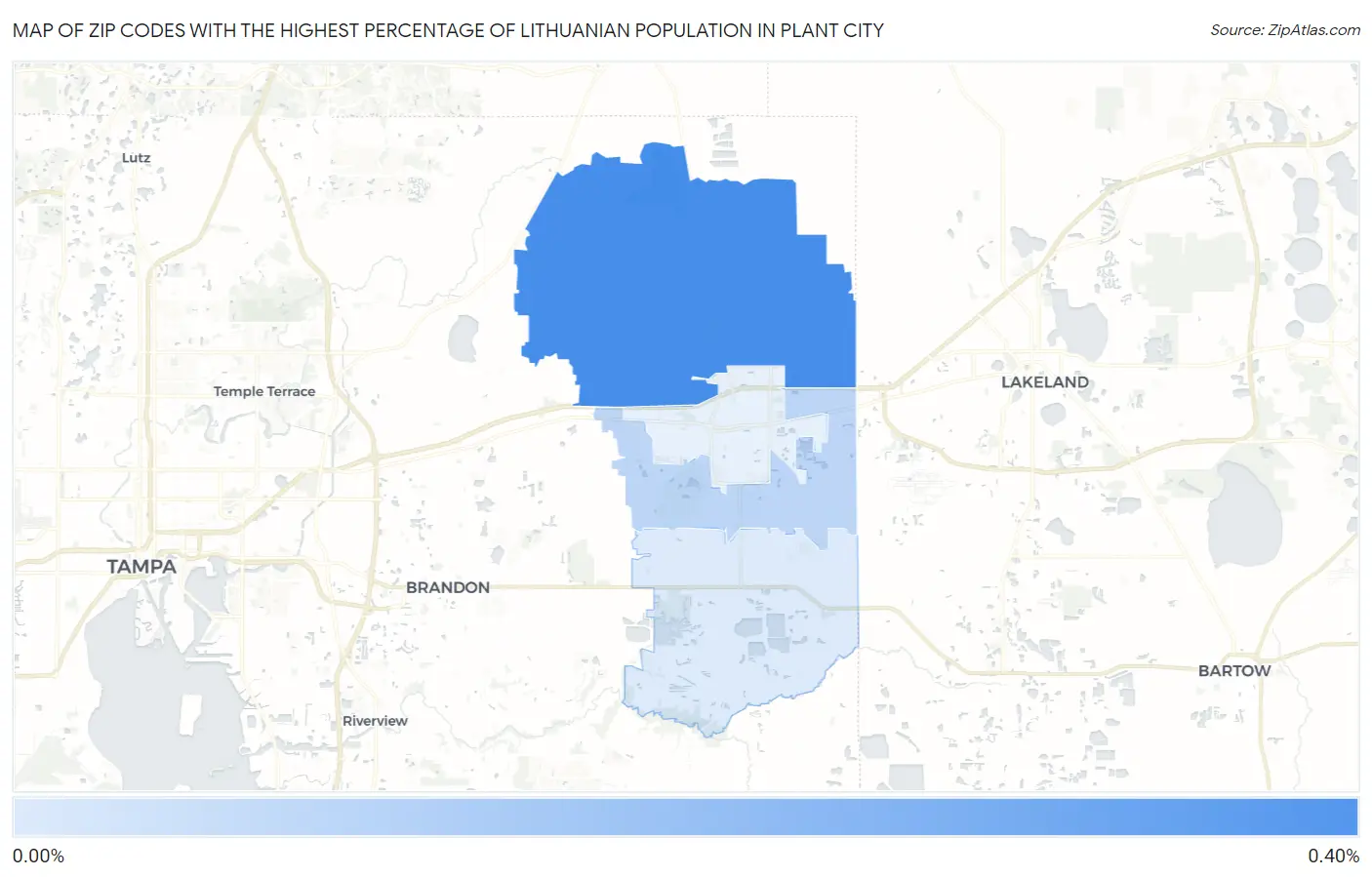 Zip Codes with the Highest Percentage of Lithuanian Population in Plant City Map