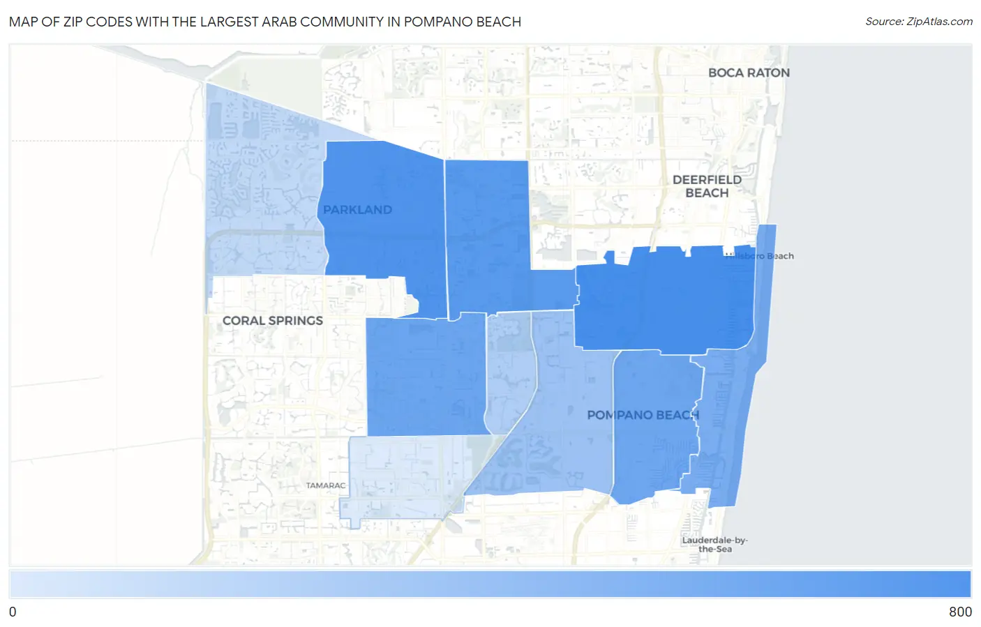 Zip Codes with the Largest Arab Community in Pompano Beach Map